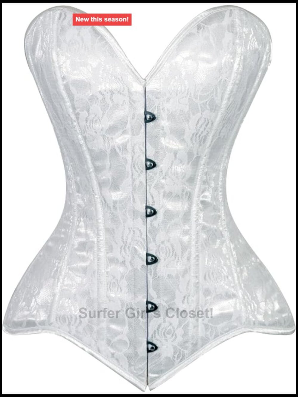 Lace Overbust Corset Bustier Top Steel Boned Front Busk Hand Wash